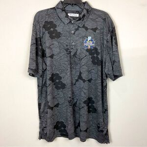 Tommy Bahama Miramar Blooms Polo Hawaiian‎ Shirt Grey & Black New NCAA Logo